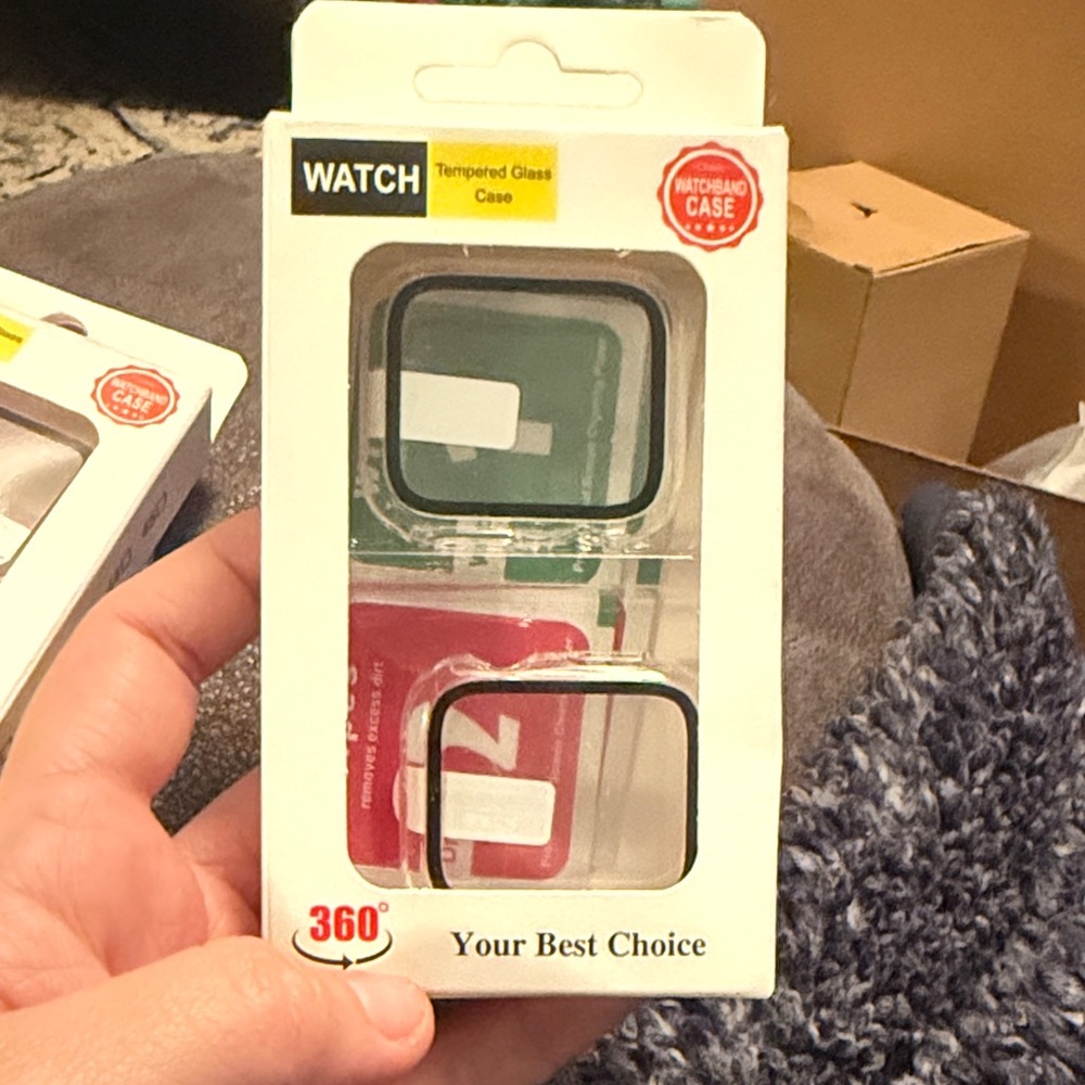 Tempered Glass Watch Case with Green and Red Accents